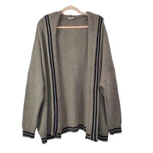Urban Outfitters Ecote Gray Striped Oversized Hooded Open Cardigan